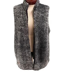 Kaleidoscope Soft Sherpa Full Zip Vest Size Large Layering Pockets Casual Warm